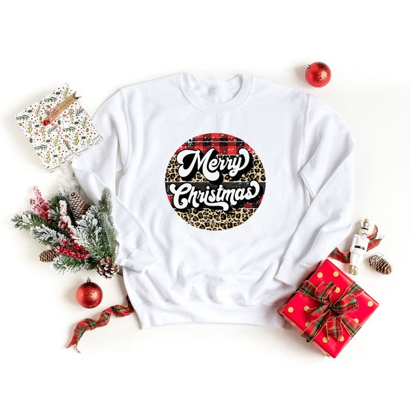 Buffalo Plaid Leopard Merry Christmas Sweatshirt