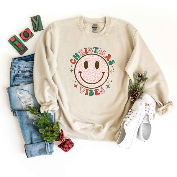 Retro Smiley Face Christmas Vibes Sweatshirt