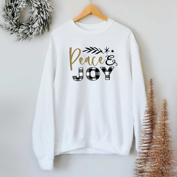 Plaid Peace And Joy Graphic Sweatshirt