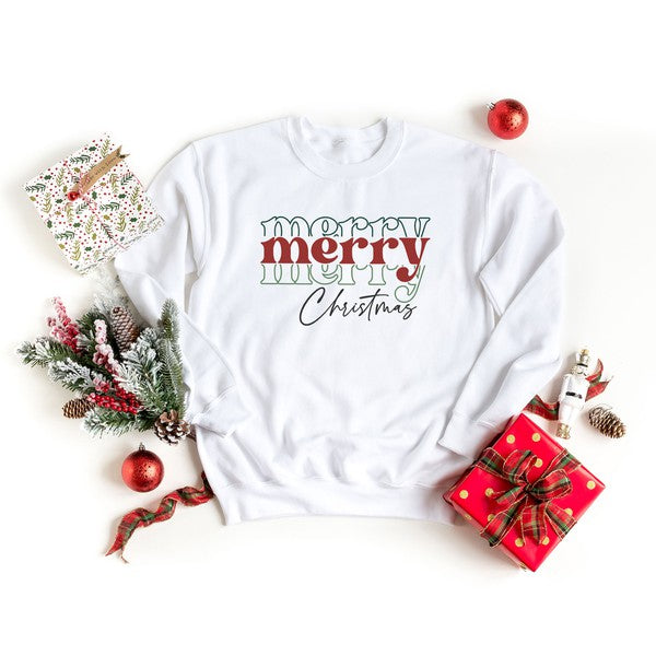 Merry Christmas Stacked Graphic Sweatshirt