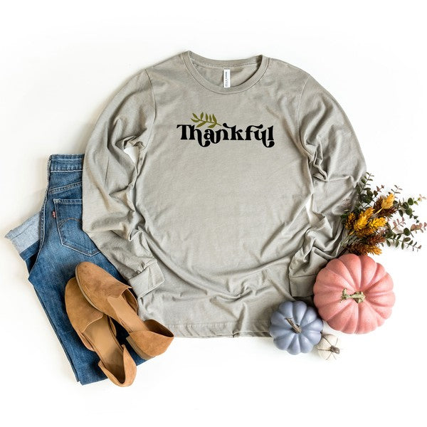 Thankful Leaf Long Sleeve Graphic Tee