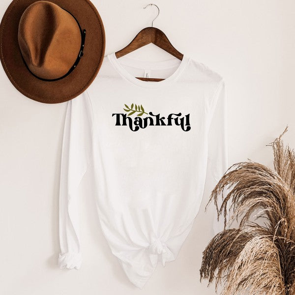 Thankful Leaf Long Sleeve Graphic Tee