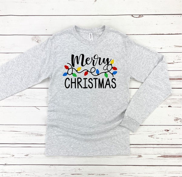 Ho Ho Ho Christmas Lights Crew Neck LS Tee