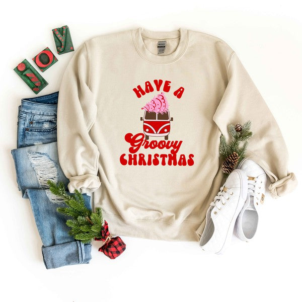 Groovy Christmas Van Graphic Sweatshirt