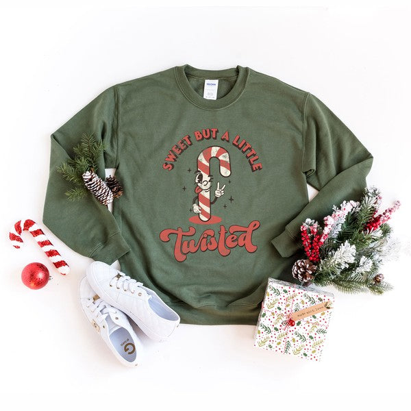 A Little Twisted Candy Cane Graphic Sweatshirt