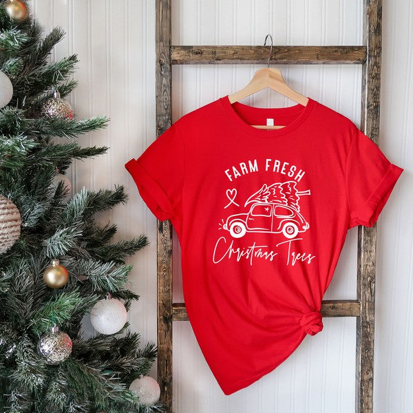 Farm Fresh Christmas Trees Car Short Sleeve Tee