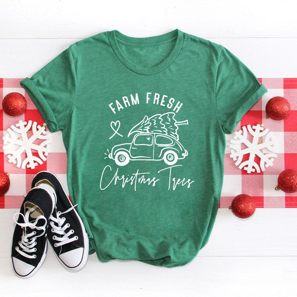 Farm Fresh Christmas Trees Car Short Sleeve Tee