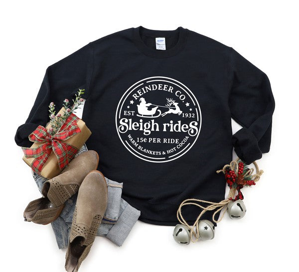 Reindeer Co Sleigh Rides Graphic Sweatshirt