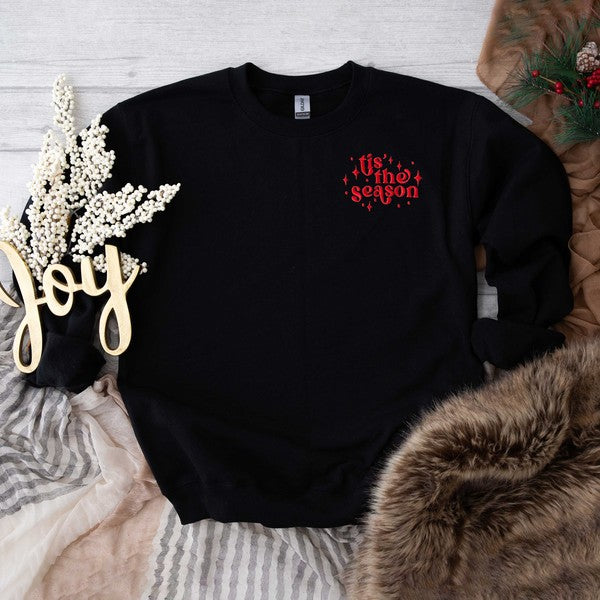 Embroidered Tis The Season Graphic Sweatshirt