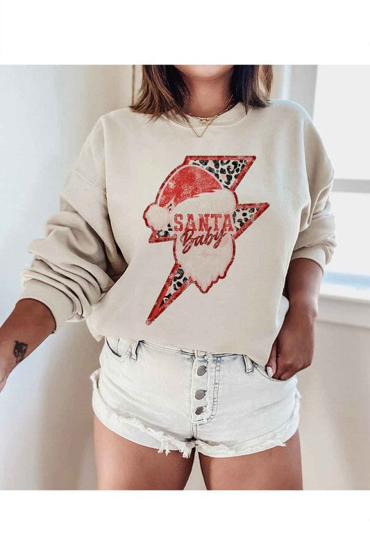 SANTA BABY CHRISTMAS GRAPHIC SWEATSHIRT