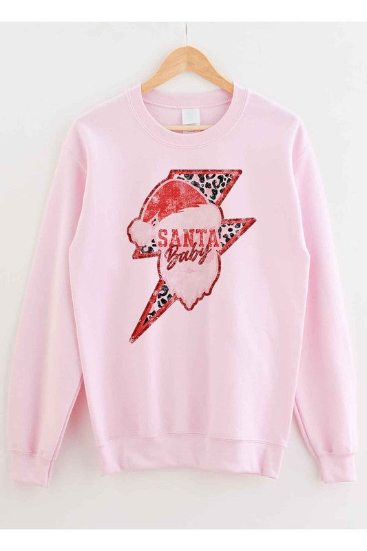 SANTA BABY CHRISTMAS GRAPHIC PLUS SIZE SWEATSHIRT