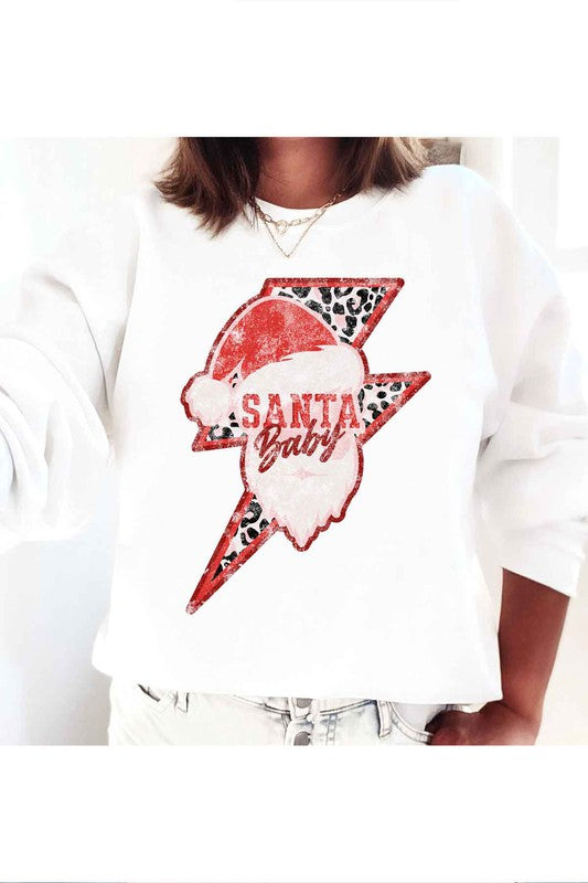 SANTA BABY CHRISTMAS GRAPHIC PLUS SIZE SWEATSHIRT