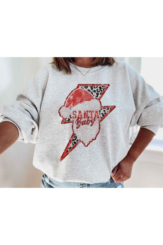 SANTA BABY CHRISTMAS GRAPHIC PLUS SIZE SWEATSHIRT