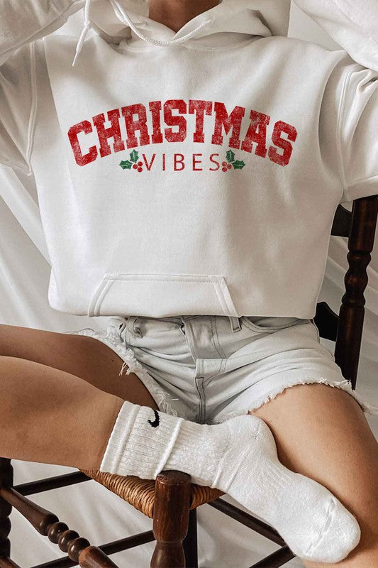 CHRISTMAS VIBES GRAPHIC HOODIE PLUS SIZE