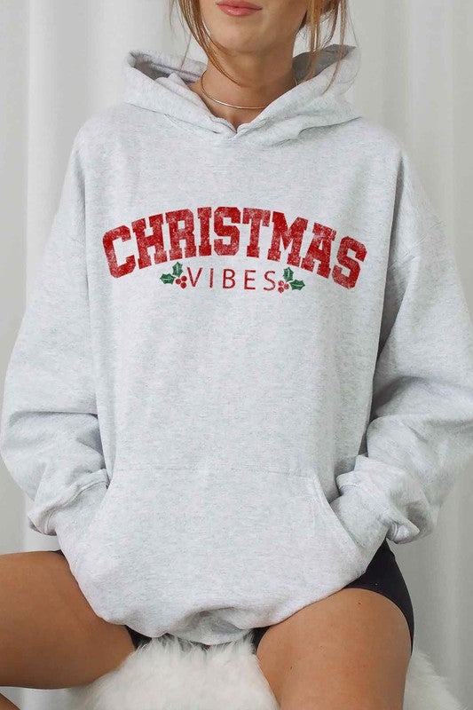 CHRISTMAS VIBES GRAPHIC HOODIE PLUS SIZE