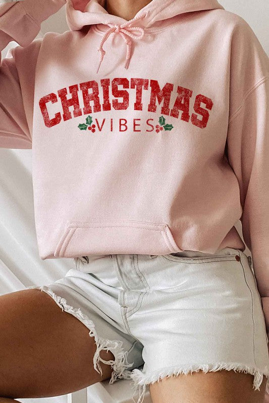 CHRISTMAS VIBES GRAPHIC HOODIE PLUS SIZE