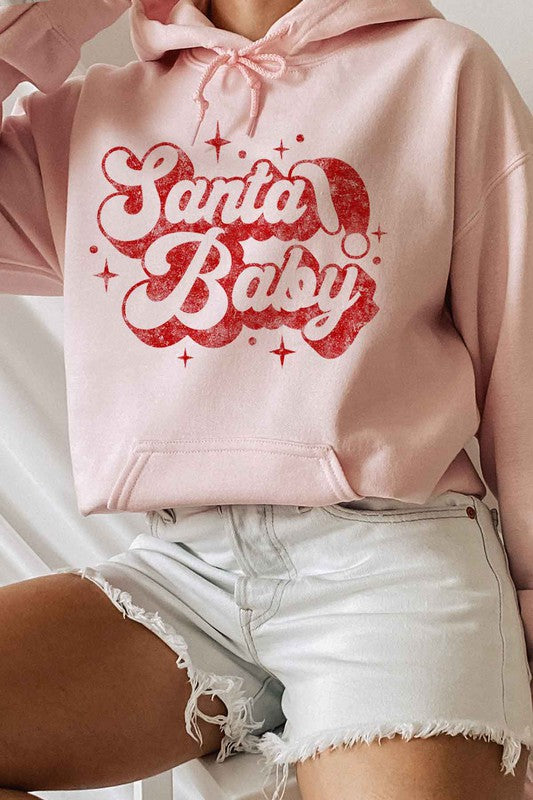 SANTA BABY CHRISTMAS CHRISTMAS GRAPHIC HOODIE