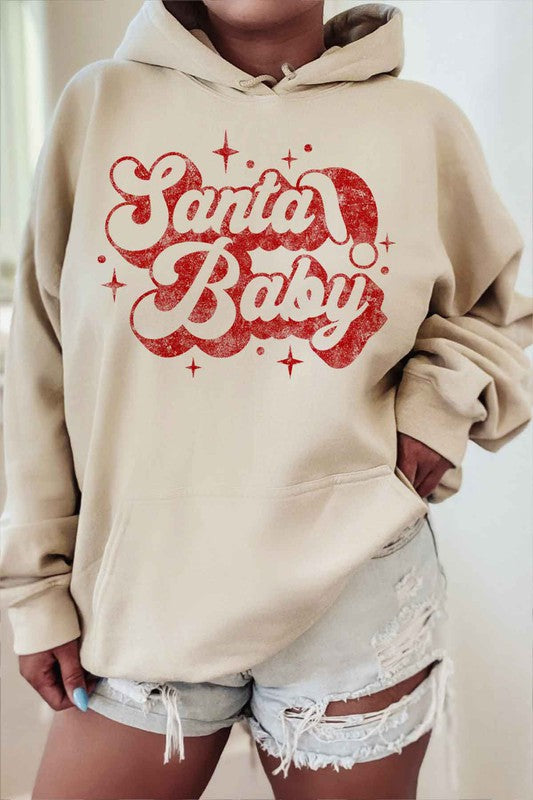 SANTA BABY CHRISTMAS CHRISTMAS GRAPHIC HOODIE