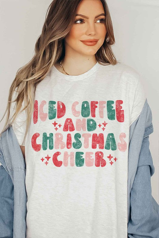 ICED COFFEE CHEERS GRAPHIC PLUS SIZE Tee T-Shirt / T-SHIRT