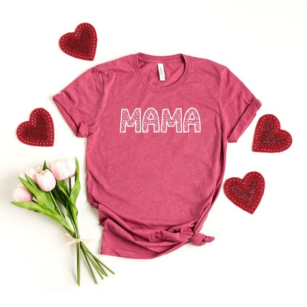 Mama Leopard Hearts Short Sleeve Graphic Tee