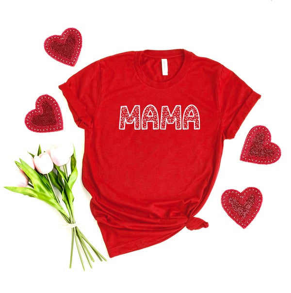 Mama Leopard Hearts Short Sleeve Graphic Tee