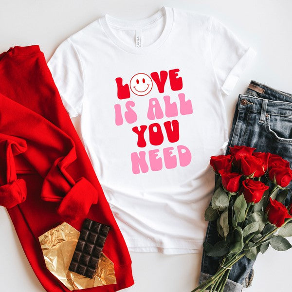 Love Is All You Need Smiley Short Sleeve Tee