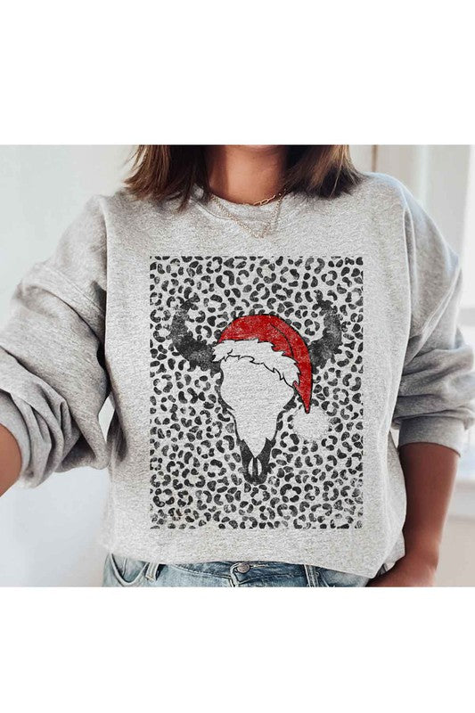 CATTLE CHRISTMAS GRAPHIC SWEATSHIRT PLUS SIZE