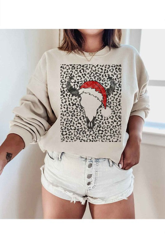 CATTLE CHRISTMAS GRAPHIC SWEATSHIRT PLUS SIZE