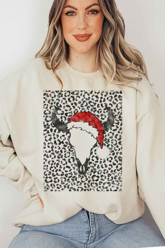 CATTLE CHRISTMAS GRAPHIC SWEATSHIRT PLUS SIZE