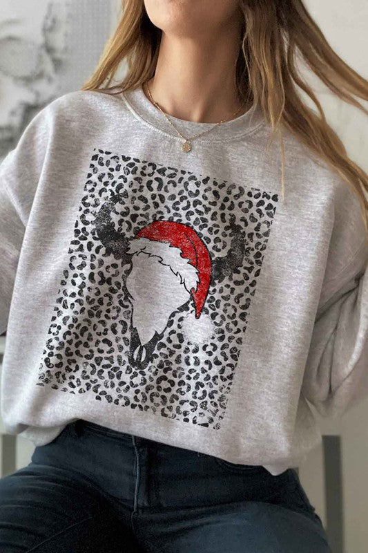 CATTLE CHRISTMAS GRAPHIC SWEATSHIRT PLUS SIZE