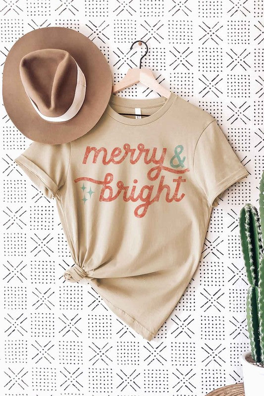 MERRY AND BRIGHT CHRISTMAS T-SHIRT PLUS SIZE