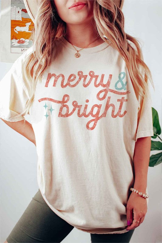 MERRY AND BRIGHT CHRISTMAS T-SHIRT PLUS SIZE