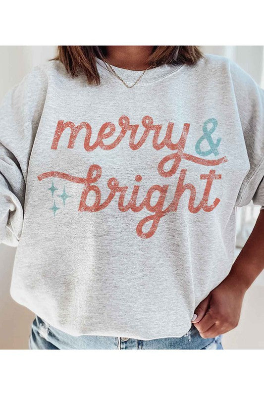 MERRY AND BRIGHT CHRISTMAS GRAPHIC SWEATSHIRT