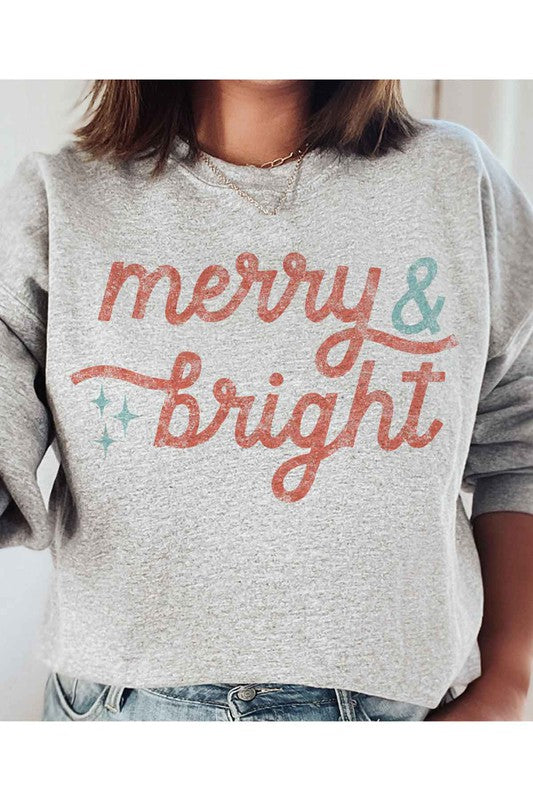 MERRY AND BRIGHT CHRISTMAS GRAPHIC SWEATSHIRT