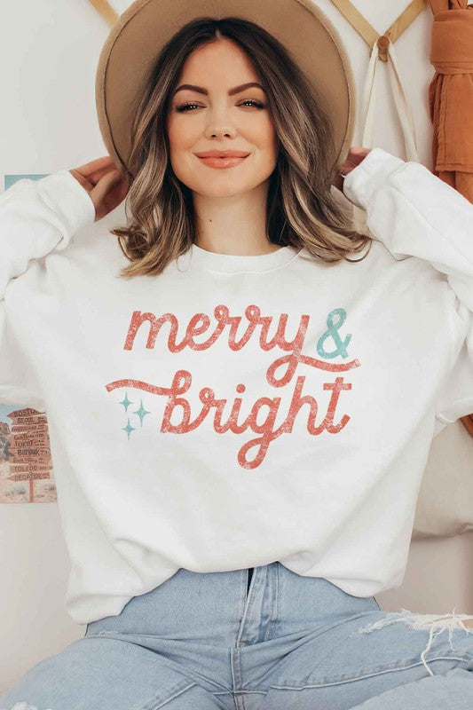 MERRY AND BRIGHT CHRISTMAS GRAPHIC SWEATSHIRT