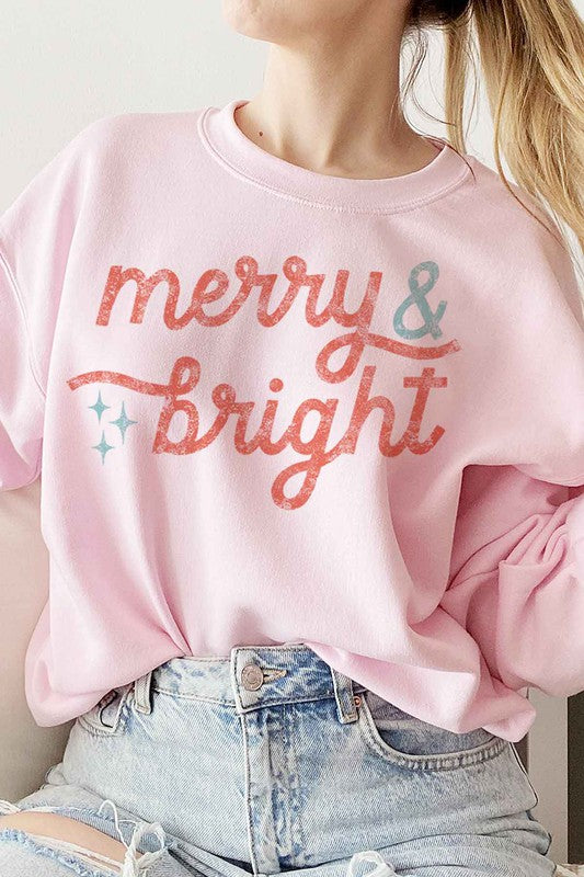 MERRY AND BRIGHT CHRISTMAS SWEATSHIRT PLUS SIZE