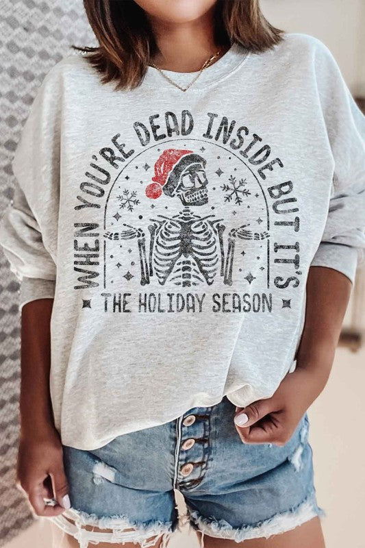 CHRISTMAS SKELETON GRAPHIC PLUS SIZE SWEATSHIRT