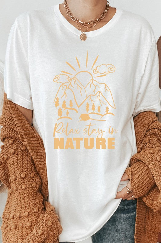 Relax Stay In Nature Mountain Camping Graphic Tee