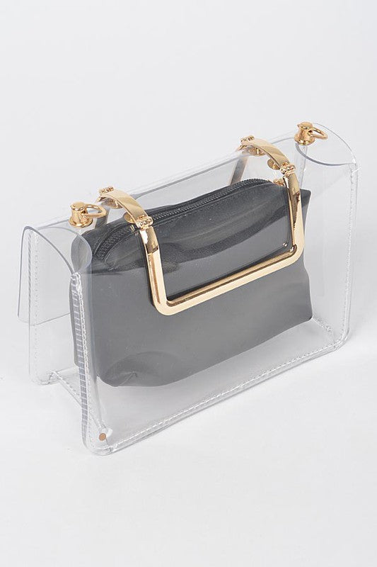 2 In 1 Convertible Clear Clutch Bag