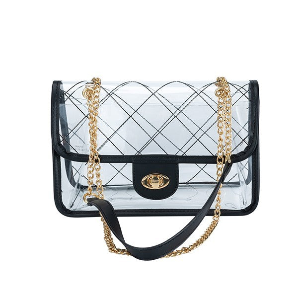 TRENDY  HIGH QUALITY QUILTED CLEAR PVC BAG