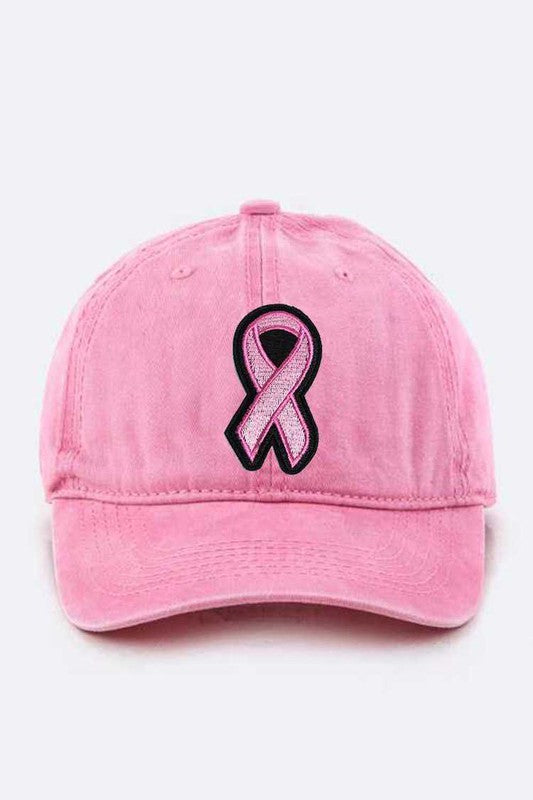 Pink Ribbon Patch Washed Canvas Cap