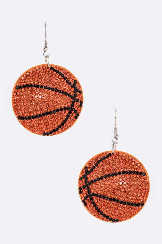 Rhinestone Basketball Pillow Earrings