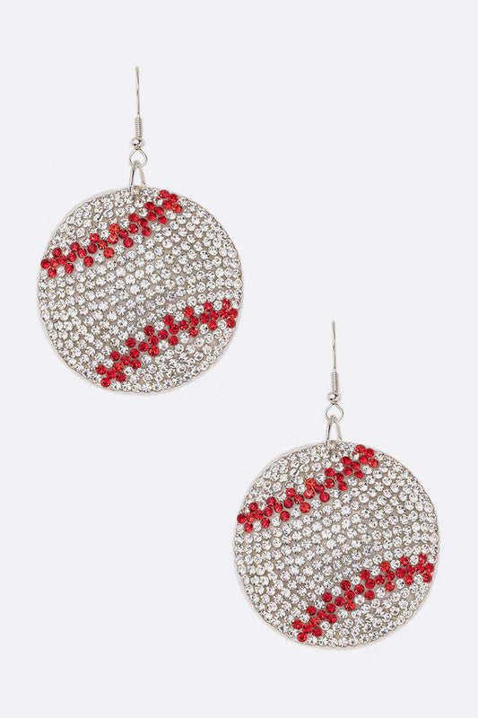 Rhinestone Baseball Pillow Earrings