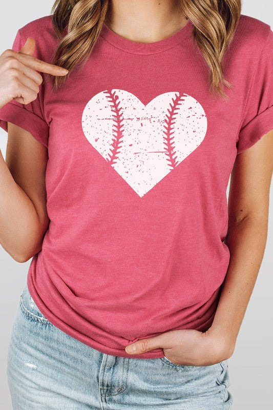 Heart Baseball Season Sports Game Graphic Tee