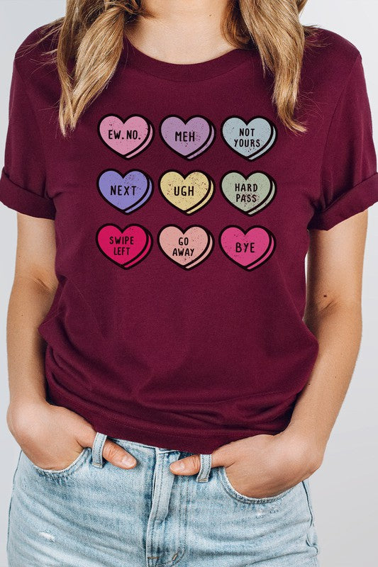 Unimpressed Valentine Heart Candy Graphic Tee T-Shirt