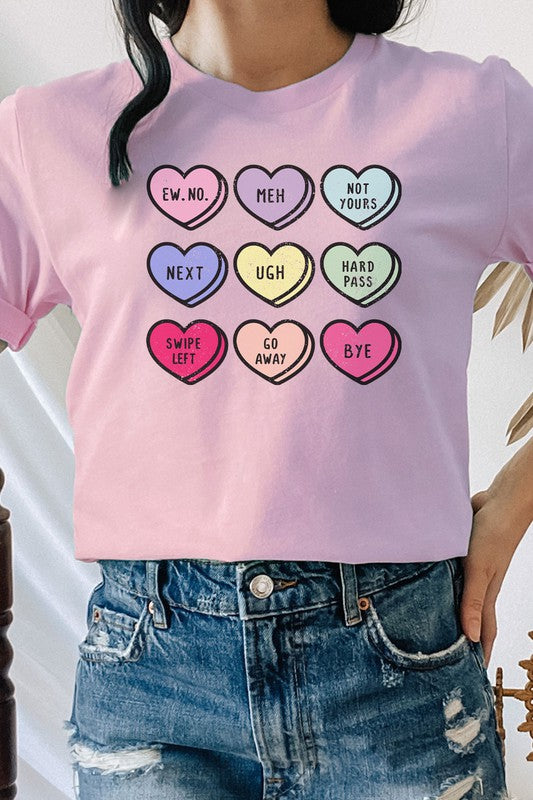 Unimpressed Valentine Heart Candy Graphic Tee T-Shirt