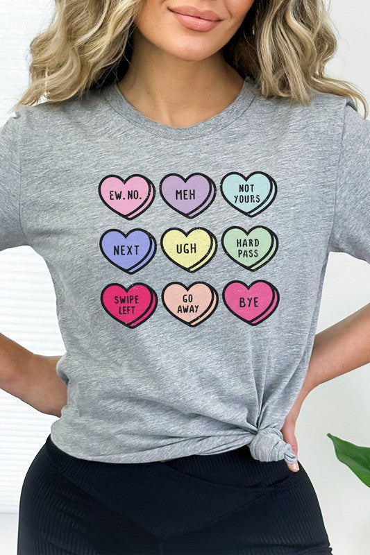 Unimpressed Valentine Heart Candy Graphic Tee T-Shirt