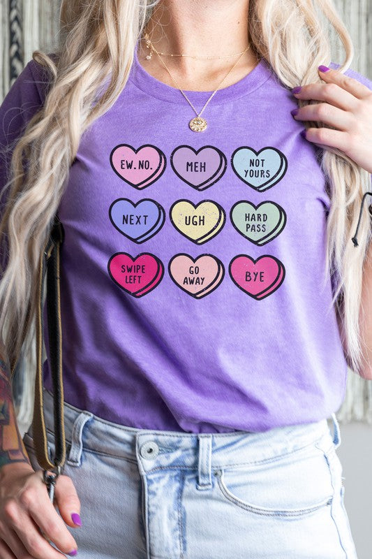 Unimpressed Valentine Heart Candy Graphic Tee T-Shirt