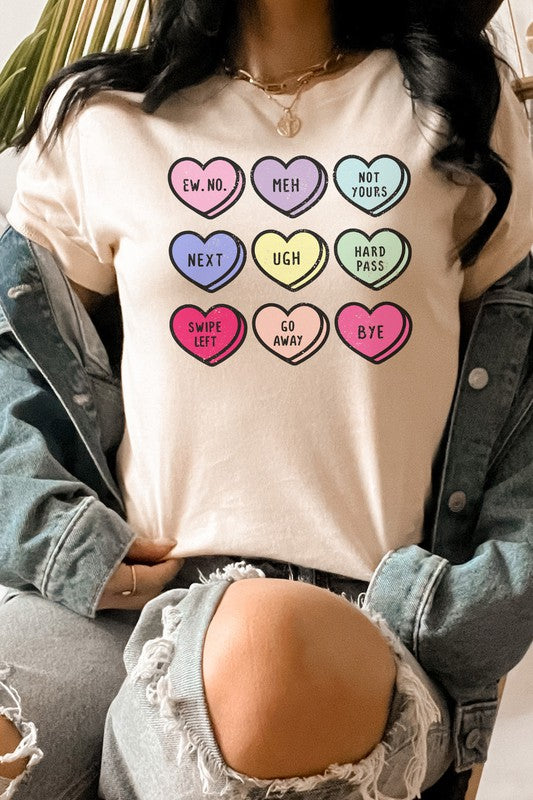 Unimpressed Valentine Heart Candy Graphic Tee T-Shirt