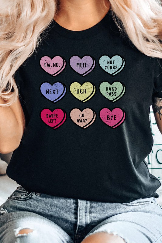 Unimpressed Valentine Heart Candy Graphic Tee T-Shirt